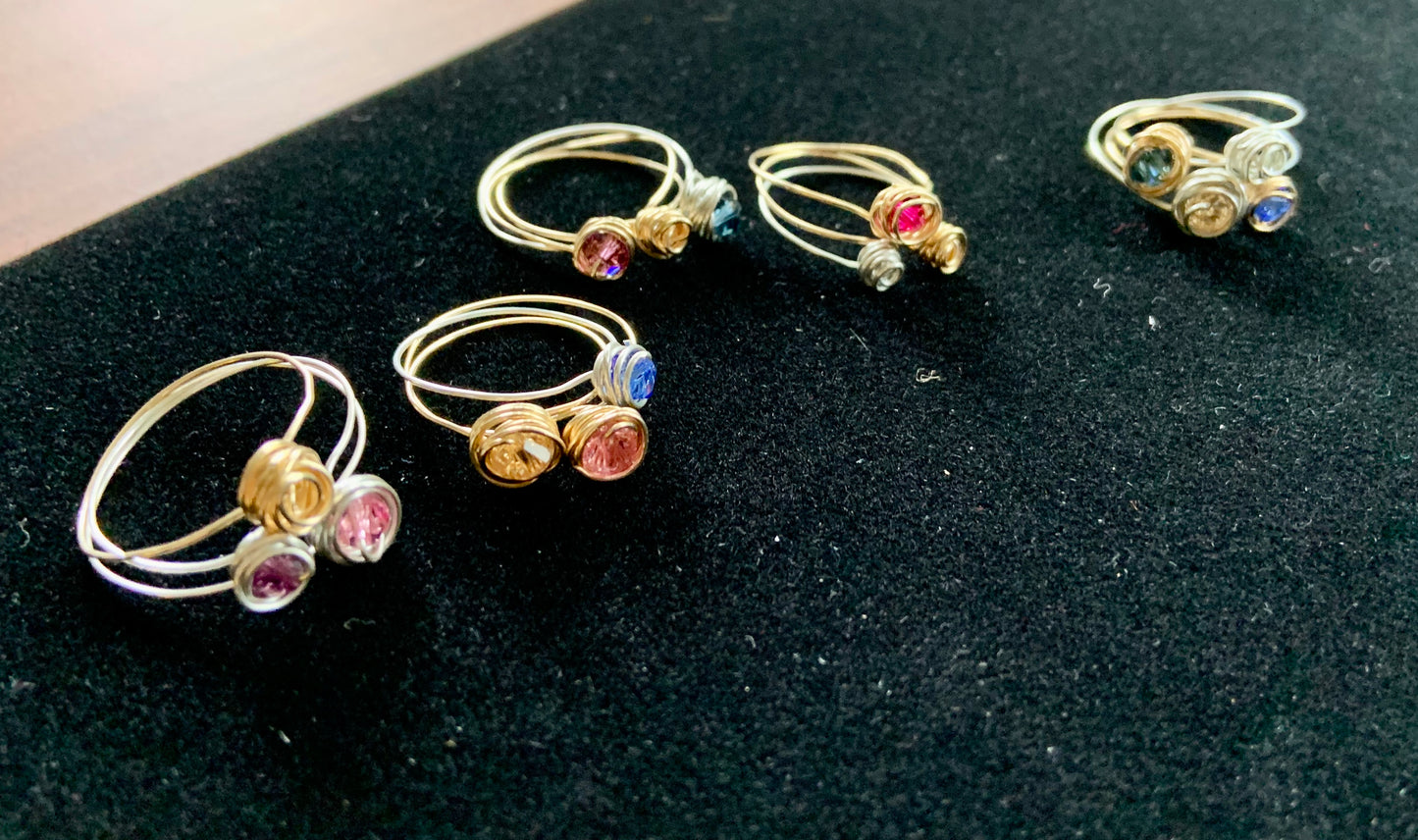 Rose Bud Wire Rings