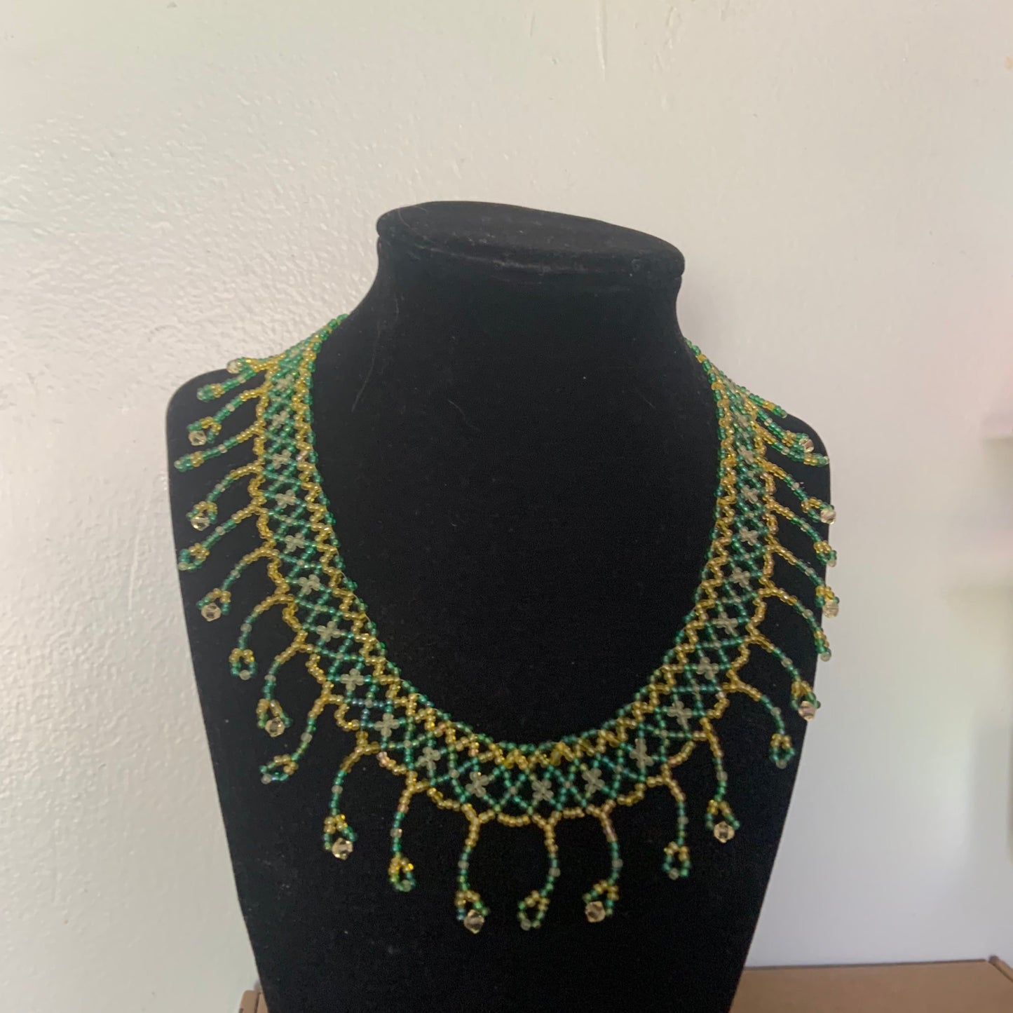 Peacock Beaded Collar Necklace
