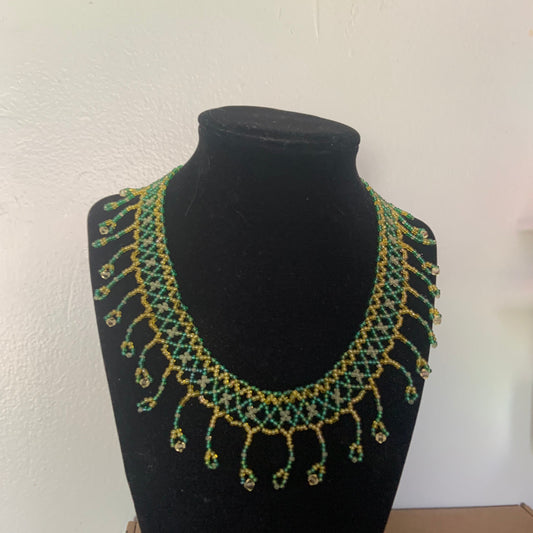 Peacock Beaded Collar Necklace