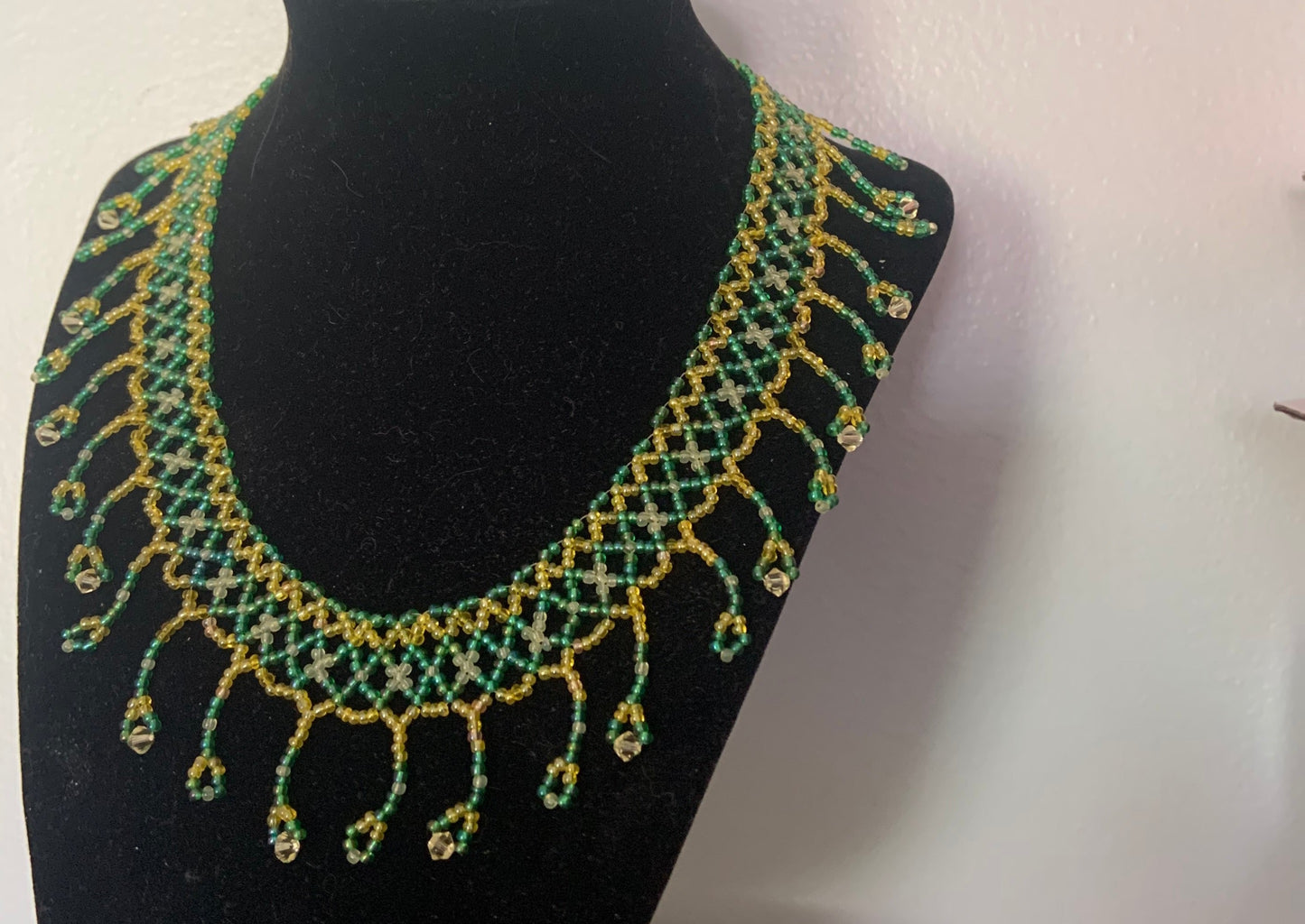 Peacock Beaded Collar Necklace