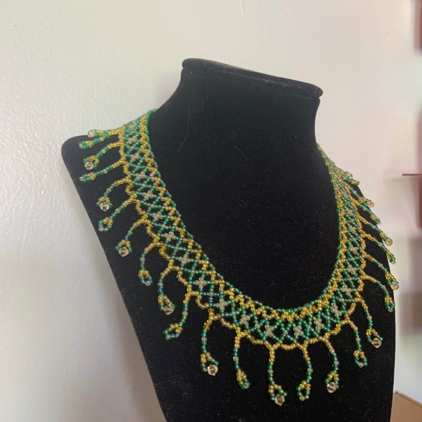 Peacock Beaded Collar Necklace