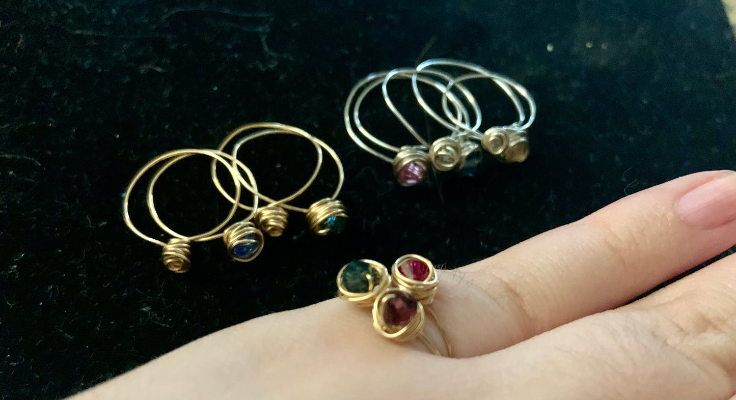 Rose Bud Wire Rings
